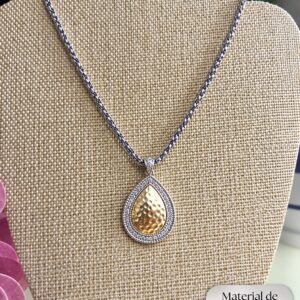 Collar Plateado y Pendant Dorado